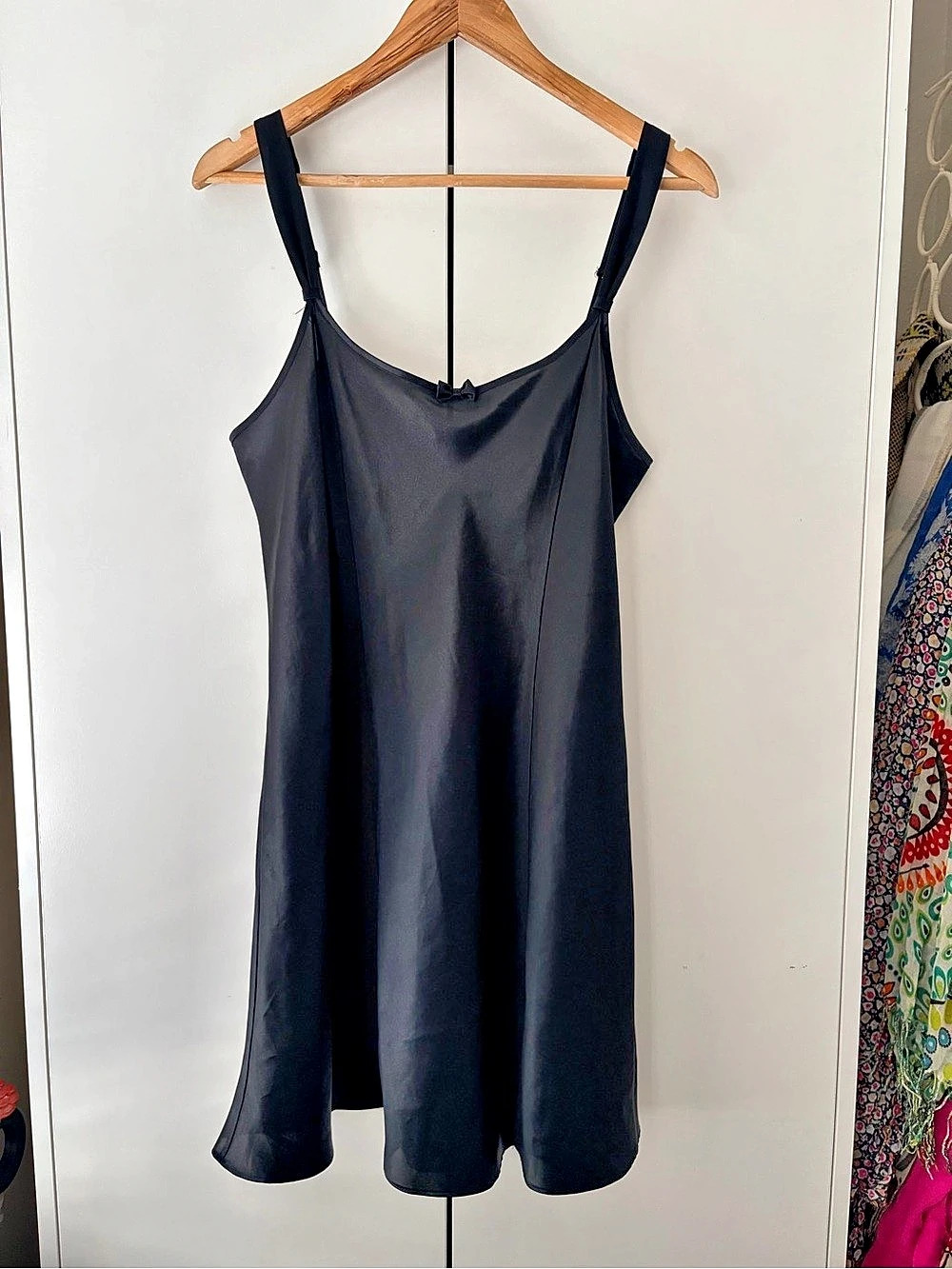 Morgan Taylor Intimates slip dress Satin Mini Slip Dress in Black Size Large